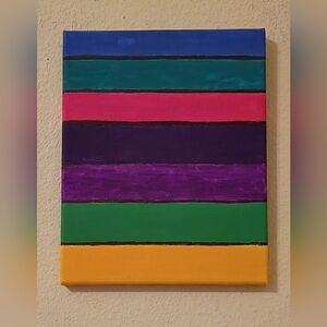 Abstract Stripes Art On Canvas Acrylic Painting Home Decor 8x10"